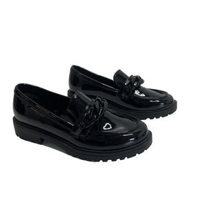 Marc Fisher Kids Black Patent Leather Chunky Loafer Girls Size 4 School Uniform